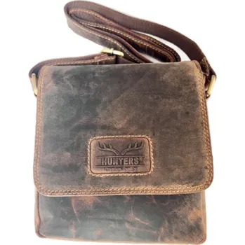 Pánská taška Hunters přes rameno z pravé kůže hnědá