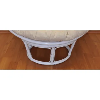 Křeslo Axin Trading s.r.o. Ratanový papasan 100 cm bílý, polstr béžový melír