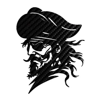 Samolepící dekorace SAMOLEPKA Pirát 001 levá s páskou přes oko (50 - 3D karbon černý) NA AUTO, NÁLEPKA, FÓLIE, POLEP, TUNING, VLASTNÍ TEXT, TISK, AUTOSAMOLEPKY.cz, POLEPY, OBRÁZEK, LOGO, SAMOLEPKY