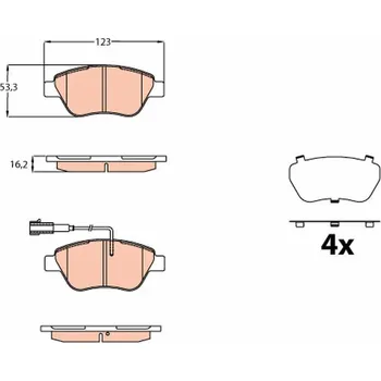Brzdová destička Sada brzdových destiček, kotoučová brzda TRW GDB2164