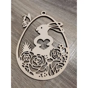 Velikonoční dekorace Dřevěná velikonoční kraslice na zavěšení č.07