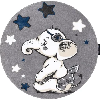 Koberec Dywany Łuszczów Dětský kusový koberec Petit Elephant stars grey kruh Rozměry koberců: 140x140 (průměr) kruh