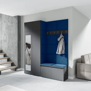 Předsíňová stěna Předsíňová stěna Emi 19 - grafit Barva panelů: Tmavě modrá - Trinity 31