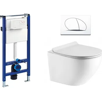 Liv-Fluidmaster Wc set Ring Gips podmítková nádrž do sádrokartonu, mísa, sedátko a bílé tlačítko 195853 - SET(195853, 223468, OLKLT046E)