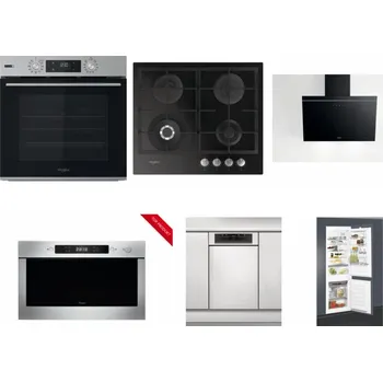 Set domácích spotřebičů WHIRLPOOL OMSK58HU1SX + WHIRLPOOL GOFL 629/NB + WHIRLPOOL AKR 62F LT K + WHIRLPOOL AMW 423/IX + WHIRLPOOL WSBO 3O34 PF X + WHIRLPOOL ART 65031