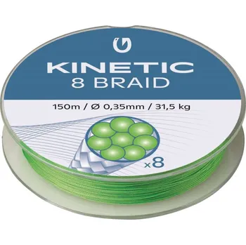 Rybářská šňůra Kinetic pletená šňůra 8 Braid Fluo Green 150m Průměr: 0,16mm, Nosnost (kg): 12kg
