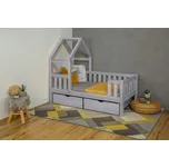 MAXIDO Dětská postel domeček Zara - dva šuplíky 200x140 šedá (Český výrobek)