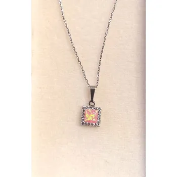 Přívěsek SWAROVSKI stříbrný řetízek - růžový opál (Ag přívěsek s růžovým opálem)