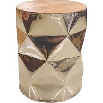 Taburet Stolička z teaku a hliníku Stol