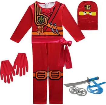 Karnevalový kostým Dětský kostým NINJAGO (kombinéza + doplňky) Varianta: Kombinéza, maska, rukavice - červená (zbraně Leonardo), Velikost: 110/4T