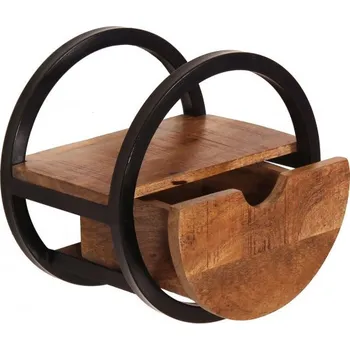 police Kulatá nástěnná police se zásuvkou z masivu Dhaka