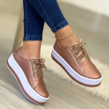 Dámská obuv Zapatillas dámské tenisky se zavazováním na stuhu Barva: rose gold, Velikost EUR: 41