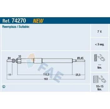 Zapalovací a žhavicí svíčka Žhavící svíčka FAE 74270