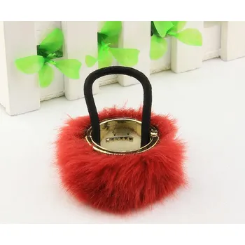 Spona do vlasů, samozavírací obojek s kožešinou červená barva