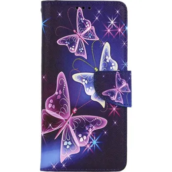 Pouzdro na mobilní telefon Pouzdro Xiaomi Redmi A1 knížkové Modré s motýlky (kryt neboli obal na Xiaomi Redmi A1)