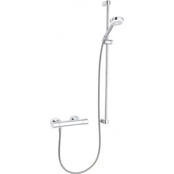 Sprchový set Kludi Logo Shower Duo - termostatická baterie, sprchová tyč 90 cm, ruční sprcha, hadice 6857805-00