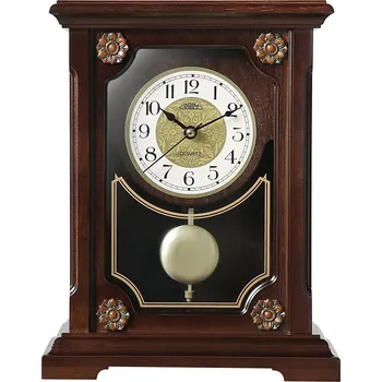 Hodiny Stolní dřevěné hodiny PRIM Retro Lotus s kyvadlem - tmavé dřevo E08P.4314.54