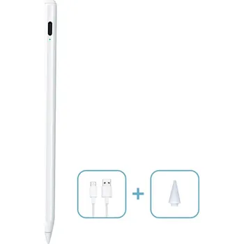 Dotykové pero / stylus - aktivní provedení + Pencil kompatibilní - podpora přítlaku - bílé