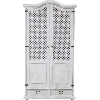 Komoda Rustikální skříň WHITE HOME SZY06/C s policemi Barevné provedení: Bílá patina K03 - bílá patina K03