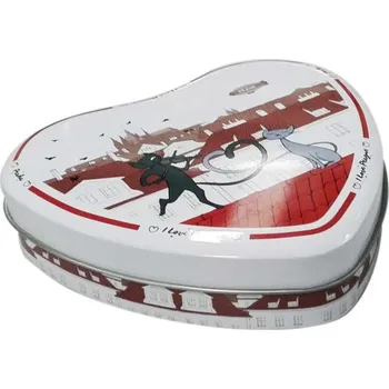 Dóza na potraviny Home Elements Plechová krabička srdce 16,5x15,5x4 cm, Kočky ve městě