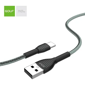 Datový kabel GOLF textilní datový kabel USB-C 1m, 3A, šedý