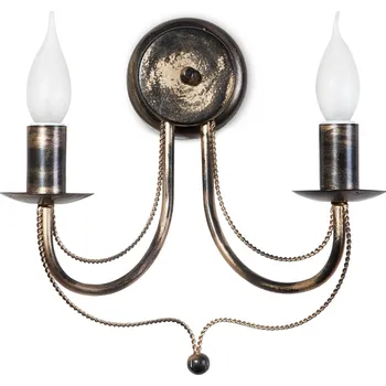 Nástěnné svítidlo Light for home - Nástěnné světlo 30102 "DANIEL", 2x40W, E14, černá, zlatá, patina