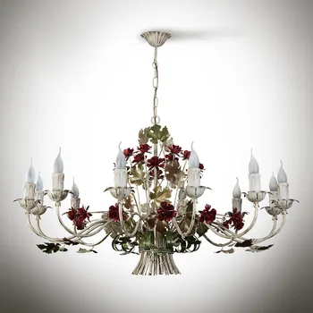 Light for home - Závěsný lustr na řetězu 19377 "ROSALIA", 12x40W, E14, béžová, zlatá, zelená