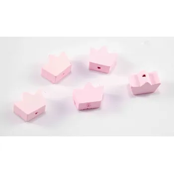Dětské navlékací korálky Dřevěný korálek na dudlík - korunka - světle růžová - rozměr 1,5 cm x 1,1 cm