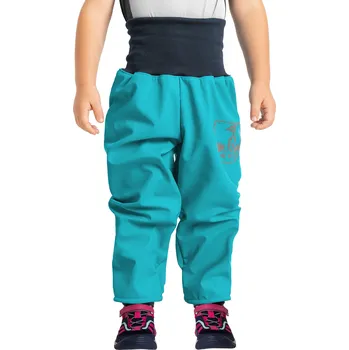 Dětská móda Unuo Basic batolecí softshellové kalhoty s fleecem smaragdové