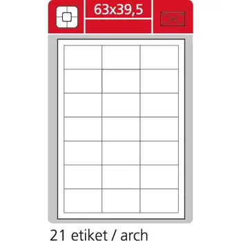 Samolepící etiketa Coveris - etikety A4 plus, 63 x 39,5 mm, 100 archů