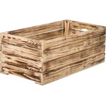 Opálená dřevěná bedýnka 60 x 30 x 24 cm