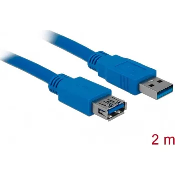 Elektrická zásuvka Delock USB kabel USB 3.2 Gen1 USB-A zástrčka, USB-A zásuvka 2.00 m modrá pozlacené kontakty 82539