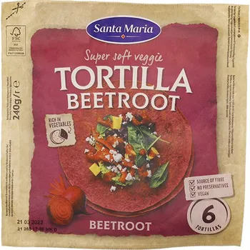 Trvanlivě pečivo Santa Maria Super Soft Veggie Tortilla 240 g červená řepa