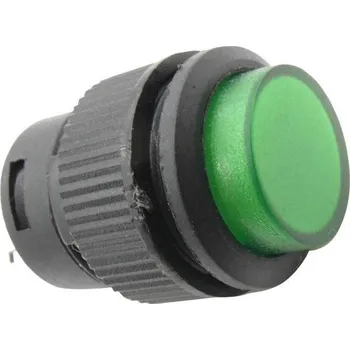 Tlačítko R16-503BD 1pól. OFF-(ON) 250V/3A zelené prosvětlené