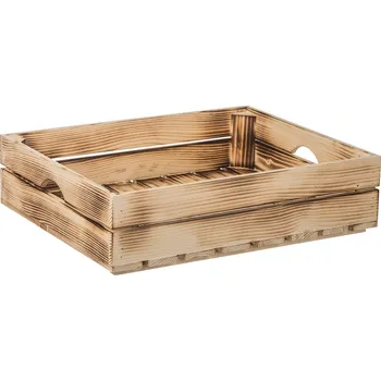 Úložný box Opálená dřevěná bedýnka 50 x 39 x 12 cm (protiskluzová)