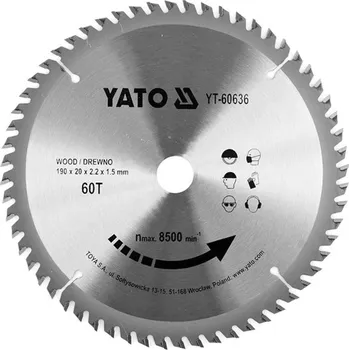 Pilový kotouč YATO Kotouč pilový 190 x 20 mm, 60 zubů