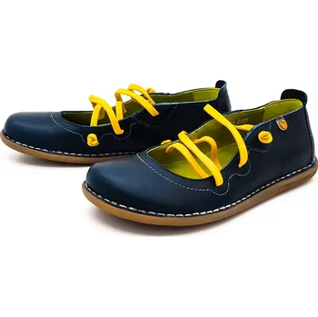 Dámské baleríny Dámské kožené baleríny 5905 JUNGLA modro-žlutá Barva: Modrá, Velikost: 40