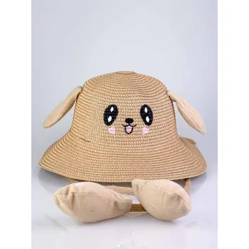 Klobouk Roztomilý dětský hnědý klobouk G-18 s hravými oušky