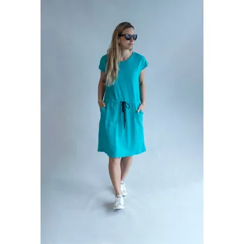 Dámské šaty Šaty letní teplákové 23833 Itálie barva: modrá-tyrkysová
