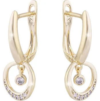 Náušnice biju Pozlacené náušnice 14k, visací kolečko se zirkony 1002681