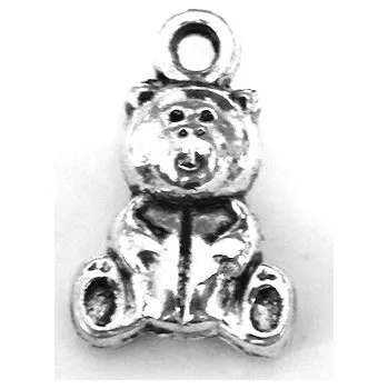 Přívěsek Kovový přívěsek, MEDVÍDEK, 1ks, 16 x 10 mm