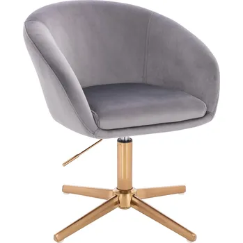 Otočné křeslo Radal velur na zlatém kříži - světle šedá