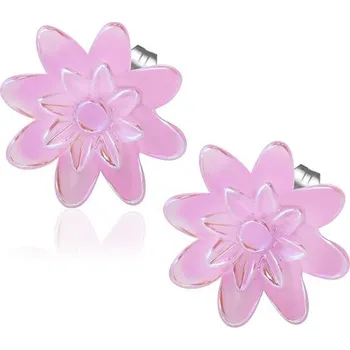 Náušnice Růžová perleťová květina - Ocelové náušnice
