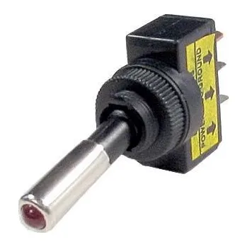 Vypínač páčkový ASW-15, ON-OFF 1pol.12V/20A červené prosvětlení 12V