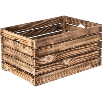 Úložný box Opálená dřevěná bedýnka 60 x 30 x 30 cm