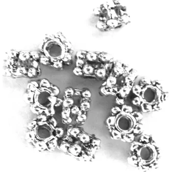 Dětské navlékací korálky Korálky kovové, 1ks, 4x3mm, kostička