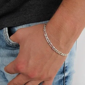 Náramek Stříbrný náramek kombinované Figaro 4,2mm 21cm Stříbro 925/1000