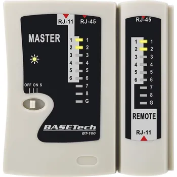 Tester kabelu Basetech BT-100 tester kabelů, pro RJ-45, RJ-11, BT-100
