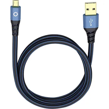 Mobilní telefon USB 2.0 [1x USB 2.0 zástrčka A - 1x micro USB 2.0 zástrčka B] 0.50 m modrá pozlacené kontakty Oehlbach USB Plus Micro