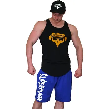 Pánské kraťasy Šortky Superhuman klasické - nápis svislý - modrá/bílá Modrá L